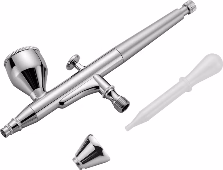 Pistola ad aerografo Wiltec X501, pennello ad aria compressa con ugello da 0,3 mm e tazza per liquidi da 7 ml, 2 ml, pistola ad aerografo precisa per unghie, tatuaggi, modellismo