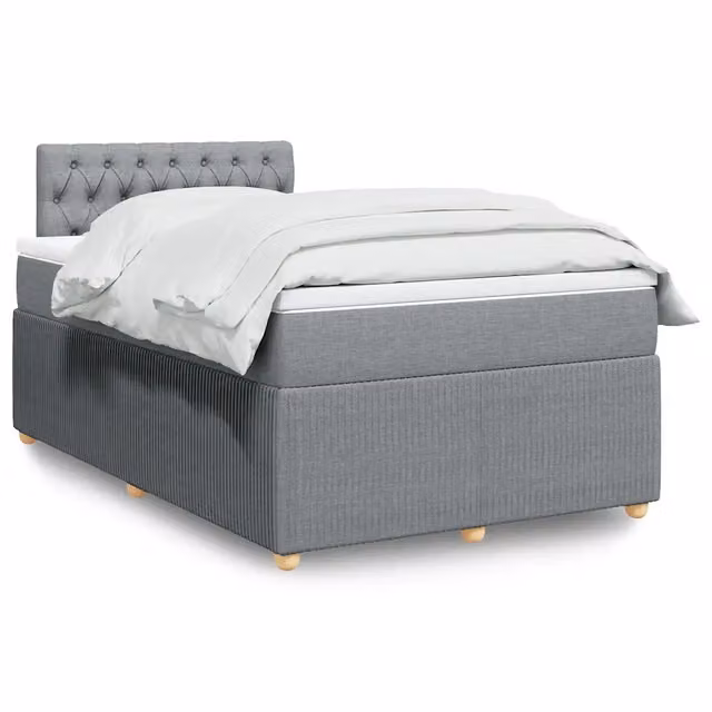 Letto con Giroletto a Molle e Materasso Ibrido vidaXL, Grigio e Bianco, L/P/H: 120 x 200 cm