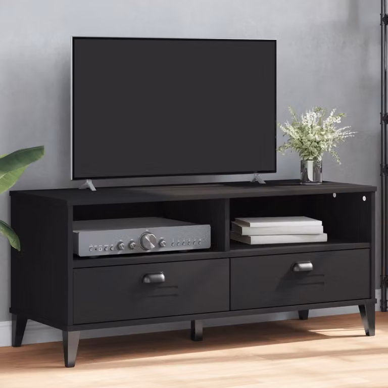 Scarpiera vidaXL VIKEN in legno multistrato e MDF, colore nero opaco, H: 106,0 cm, L: 40,0 cm, P: 46,5 cm