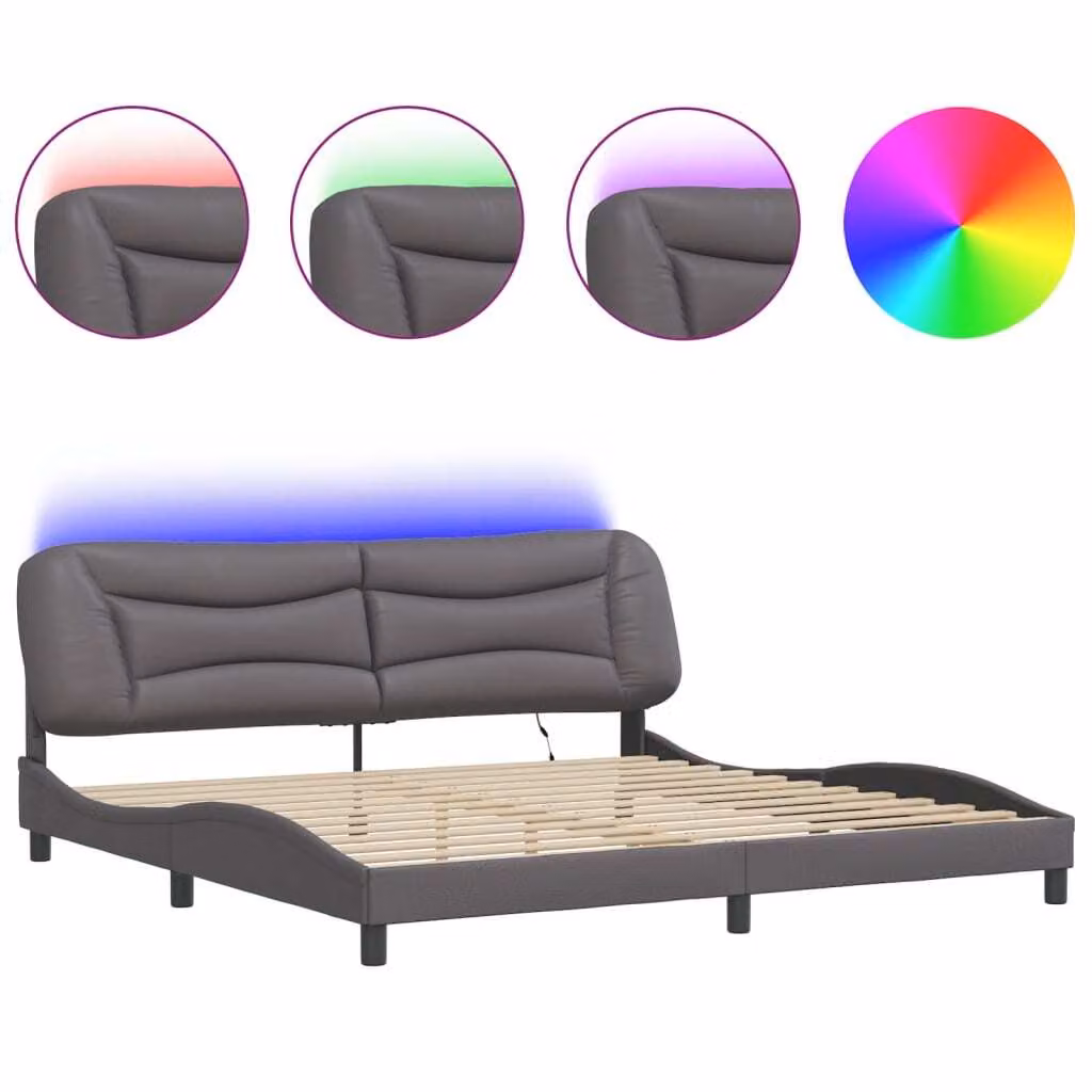 Giroletto con LED senza Materasso Hvar Grigio 200x200 cm
