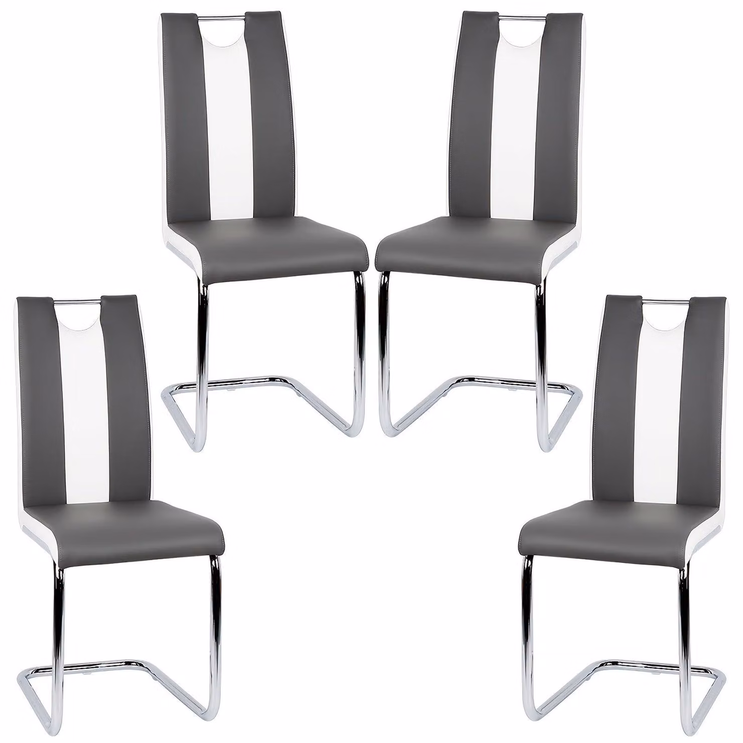 Sedia da pranzo - Set da 4 - Set di sedie da pranzo - Sedie di design - Sedie in ecopelle - Sedie senza braccioli
