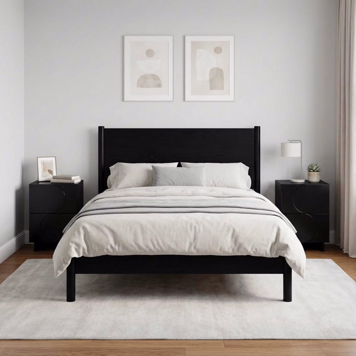 Set di 2 Armadi da Notte vidaXL in MDF Nero Opaco L/P/H: 33,5 x 34,5 x 50 cm