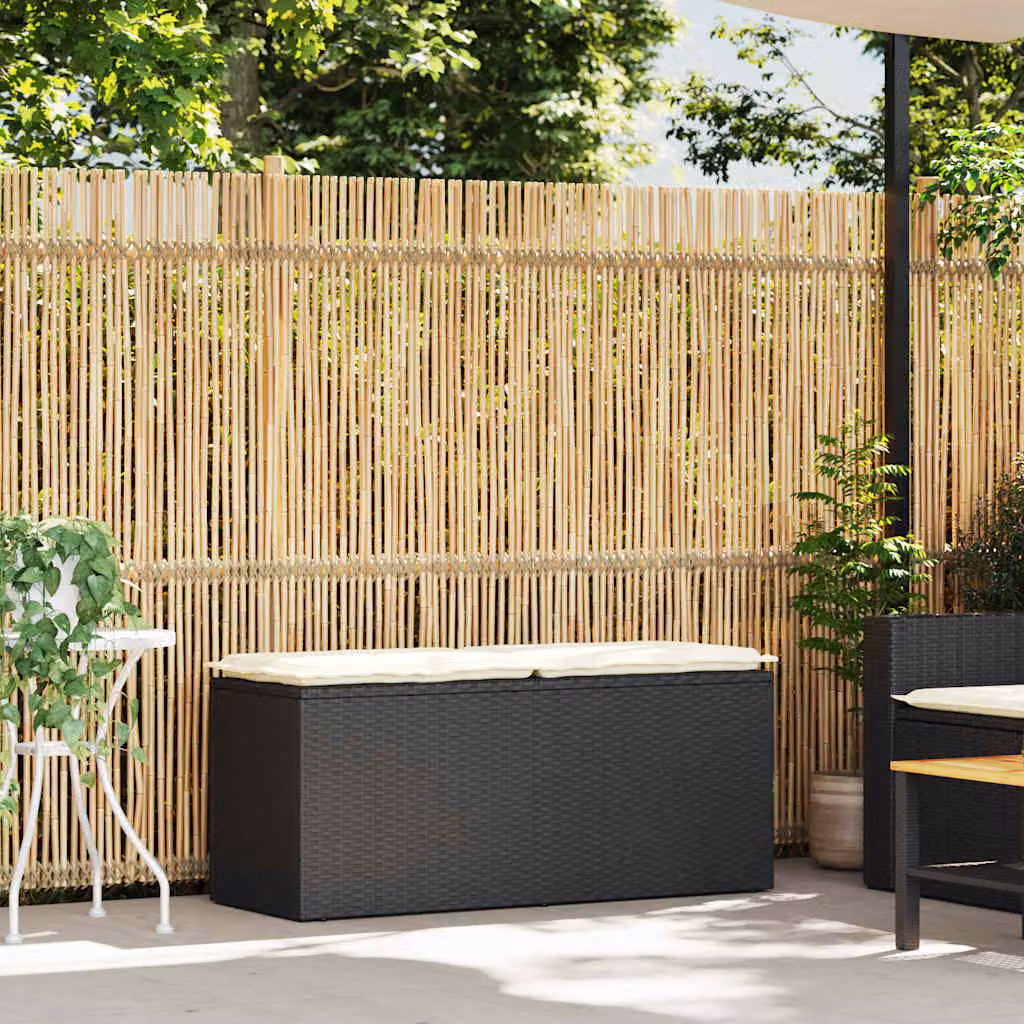 vidaXL Panca da Giardino con Cuscino Nera 110x40x44 cm in Polyrattan