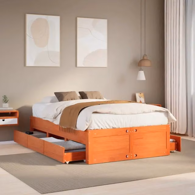 Giroletto senza Materasso con Cassetti Marrone Cera 135x190 cm 3308821