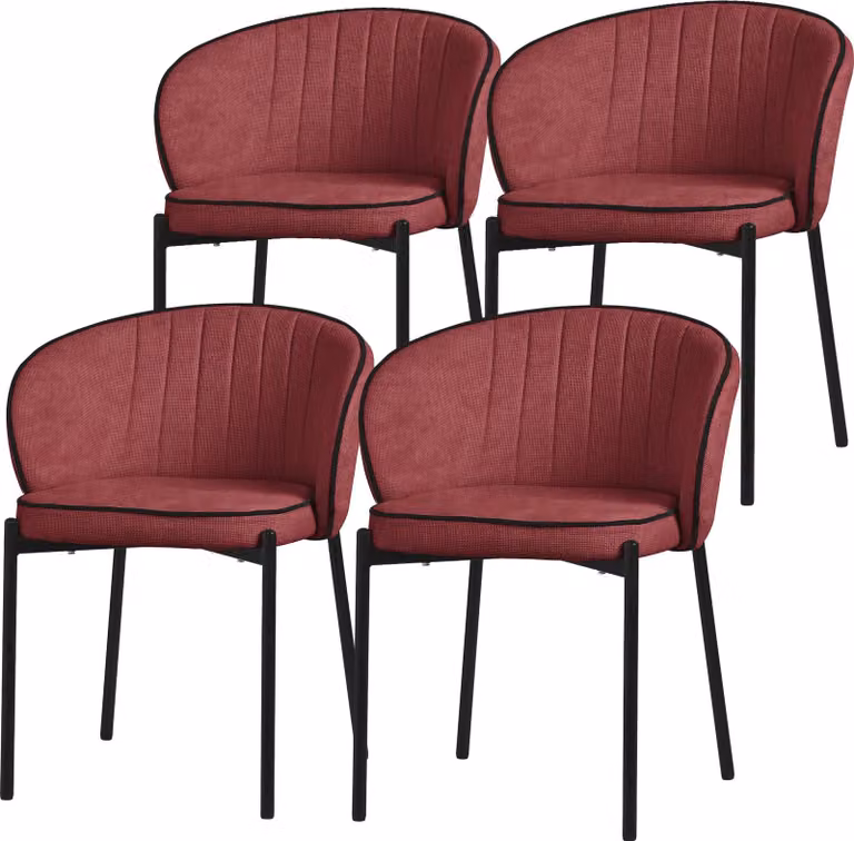 ML-Design set di 4 sedie da cucina rosse con rivestimento in tessuto gambe in metallo sedia da soggiorno con schienale sedie imbottite per sala da pranzo e cucina