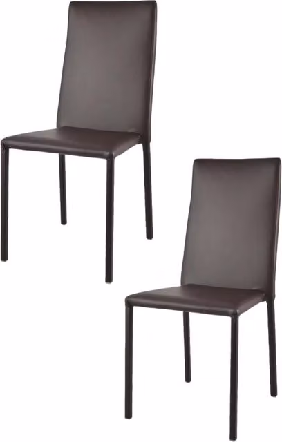 Set di 2 sedie impilabili Julia Tommychairs con struttura in metallo e rivestimento in finta pelle colore marrone moka