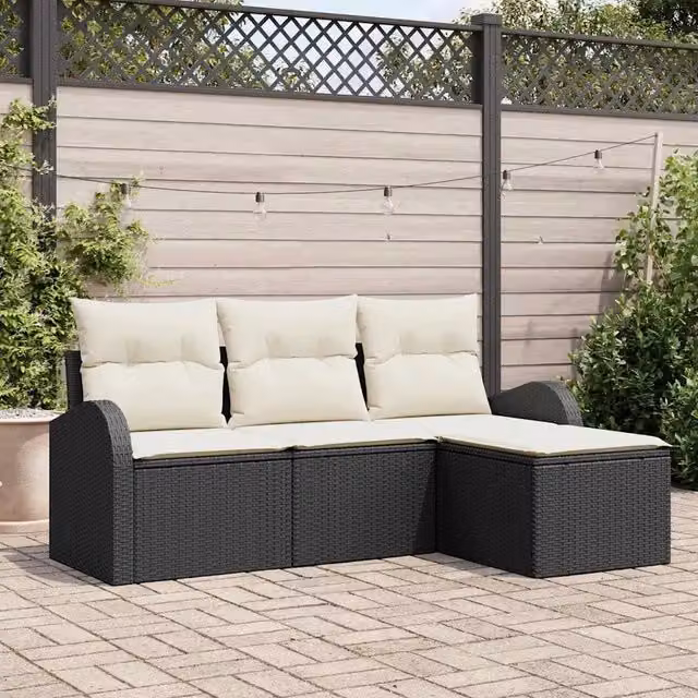 Set Divano da Giardino Nero polyrattan 3345987