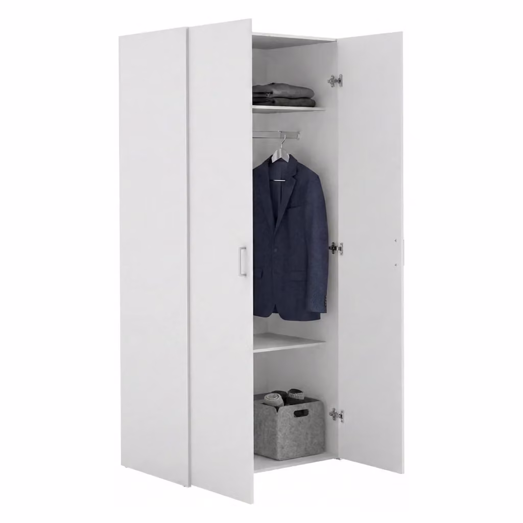 DMORA Guardaroba Multiuso Alibabba con 2 Ante e Ripiani Interni, Bianco Opaco, H 175,4 cm x L 49,52 cm – 2