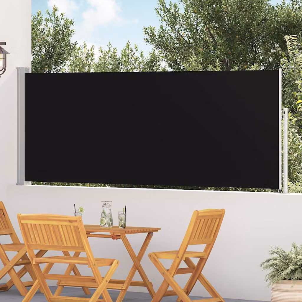 Tenda Laterale Retrattile per Patio vidaXL in Poliestere e Acciaio, Nero, L: 514 cm, H: 117 cm