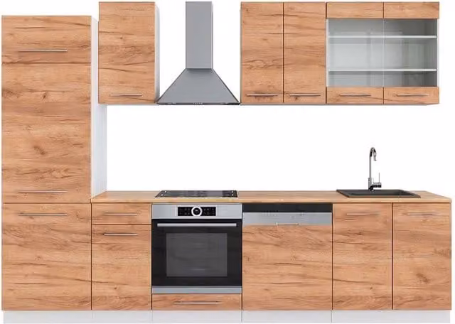Cucina componibile moderna Fame-Line Vicco in rovere e bianco L: 300 cm – 1