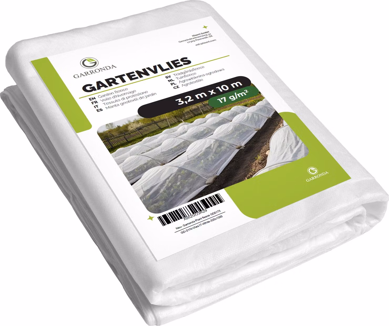 Garronda Tessuto non tessuto da giardino 17 g/m² Bianco 3,2 m x 10 m Traspirante Resistente ai raggi UV Protezione antigelo per semenzai e orti GD-0175