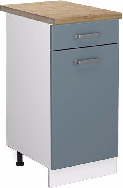 Mobiletto base per cucina Vicco R-Line Grigio-blu/Bianco con ante e cassetti, L: 40 cm, P: 60 cm, H: 81,6 cm