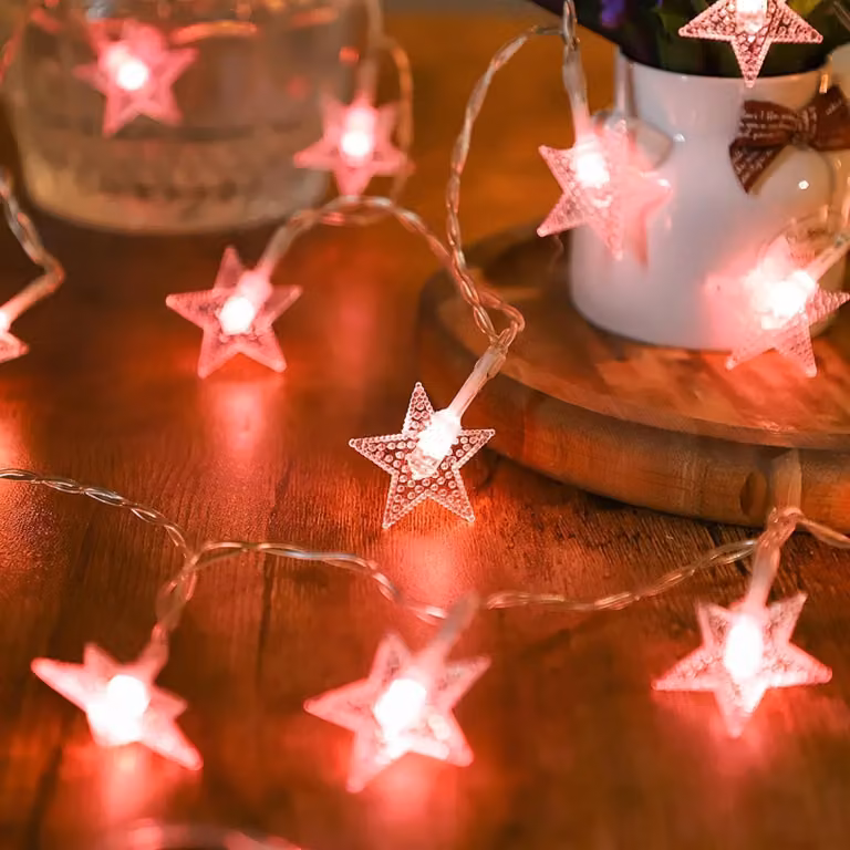 Catena luminosa LED, lunghezza 3 metri, 20 LED, alimentazione USB, 8 modalità, cavo trasparente