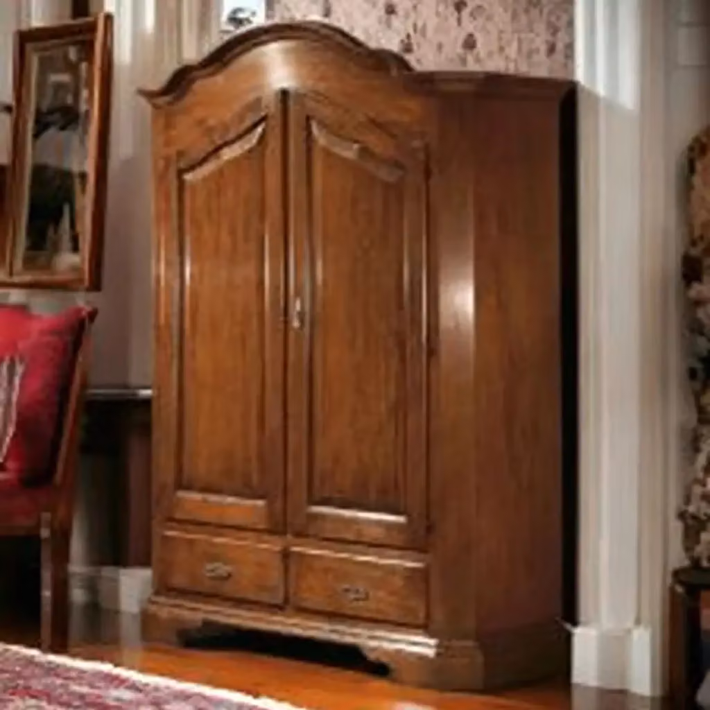 Armadio Budapest KIVIO in legno massiccio di pioppo con 2 ante e cassetti interni, stile arte povera, colore noce scuro – 2