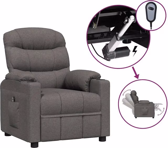 Poltrona | Sedia Relax Elettrica Reclinabile Grigio Scuro in Tessuto