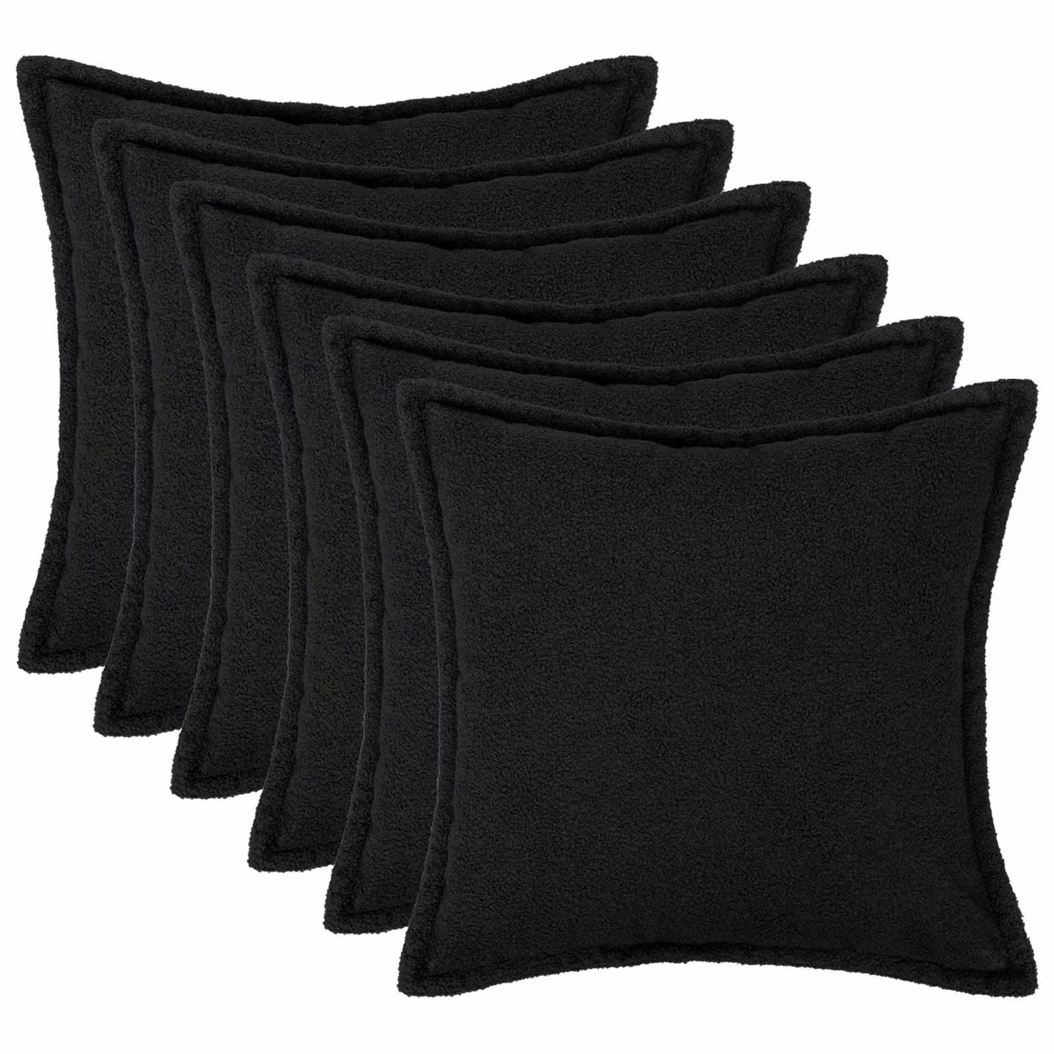 Set di 6 federe vidaXL HOUTEN nere in tessuto bouclé, L/P: 30 x 30 cm