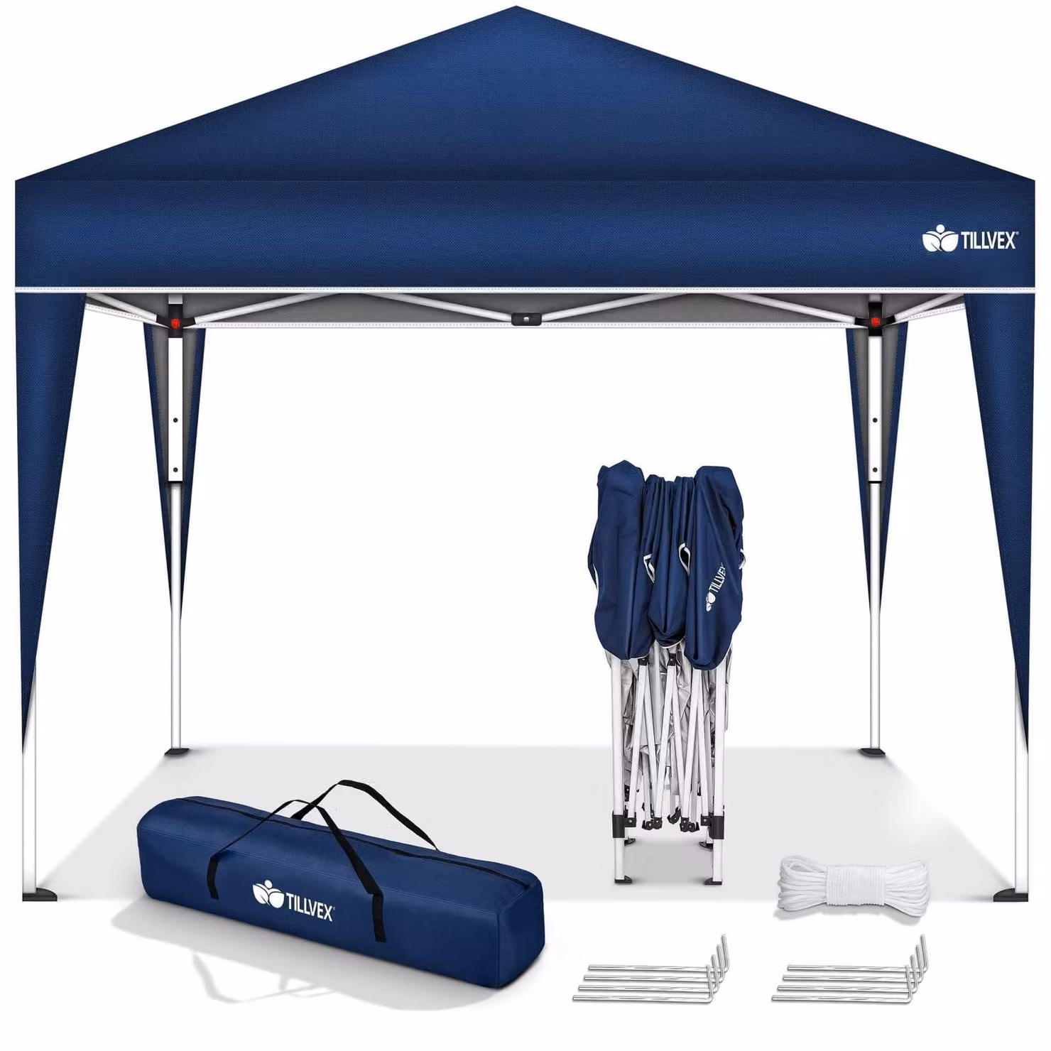 Gazebo pieghevole pop-up - Impermeabile - 3 x 3 m - Blu - Per giardino e campeggio
