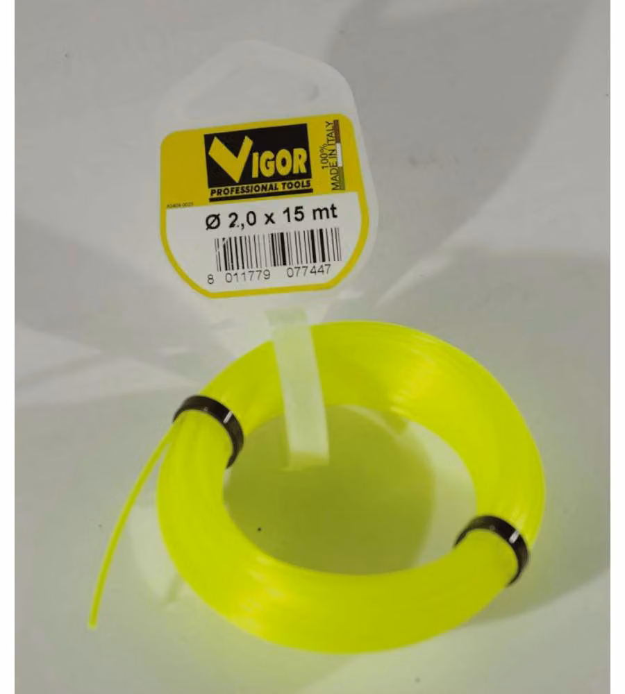 Vigor Filo per Decespugliatori Giallo Fluorescente 2 mm x 15 m