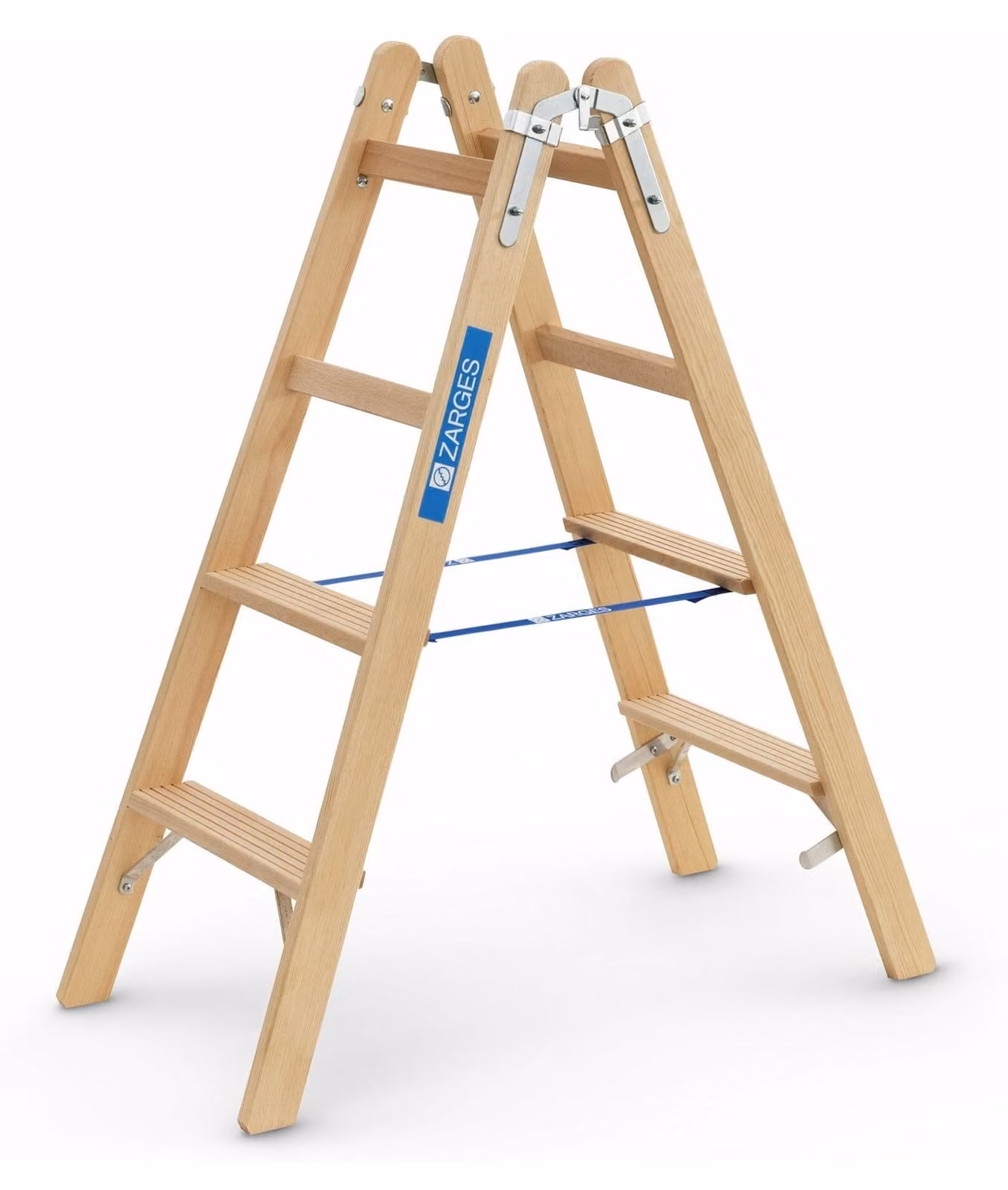 Scala a pioli in legno Zarges Crestastep B, utilizzabile su entrambi i lati, 2x4 gradini