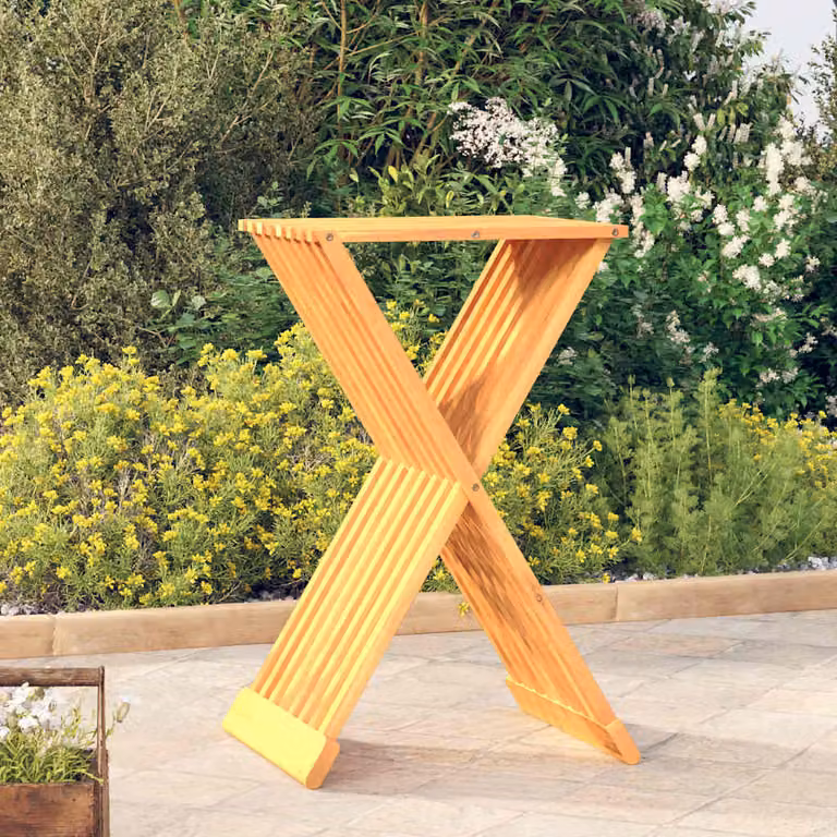 vidaXL Sgabello Pieghevole in Legno di Teak Marrone L: 40 cm, P: 32,5 cm, H: 70 cm