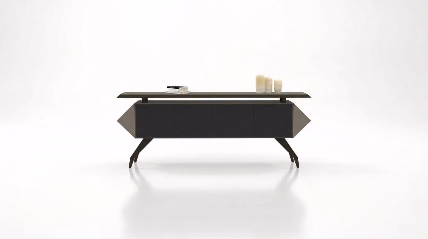 Console nera, moderna, per soggiorno, mobile contenitore