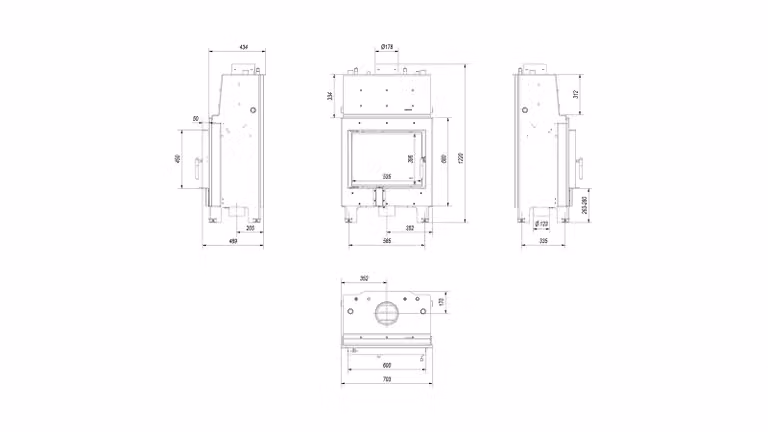 Inserto camino ad acqua KRATKI MBM 12 kW Ø 180 con molla della porta