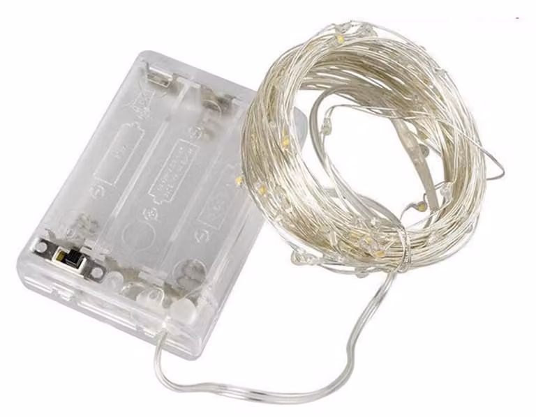 Catena luminosa RGBY a LED, 10 metri, alimentata a batteria, per decorazioni festive