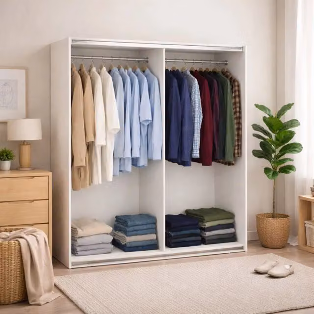 Armadio multifunzionale DMORA con ante scorrevoli, bianco, L: 179 cm, P: 62 cm, H: 220,4 cm