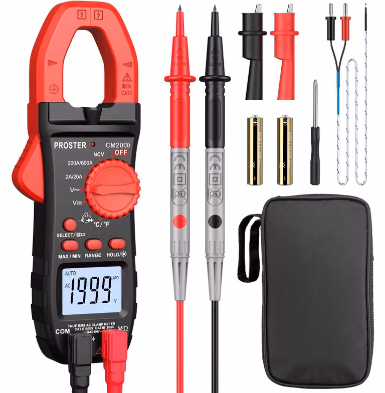 Multimetro a pinza digitale - 600 A - TRMS - NCV - 2000 counts - Con torcia