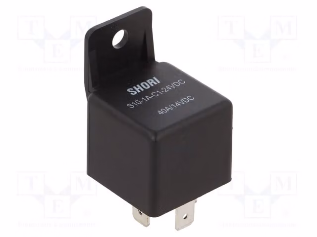 1 relè: elettromagnetico per veicoli, 40A, bobina: 24VDC, 1,8W, modello S10-1A-C1-24VDC, elettrico