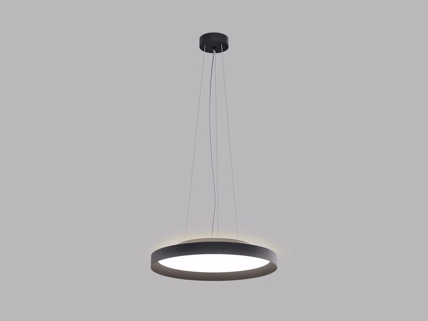 Apparecchio LED a sospensione MOON P/N-Z CRI90 aura dimmerabile, Variante: MOON P/N-Z, Ø 400 mm, 36 W, 2520 lm, nero, 2CCT, TRIAC