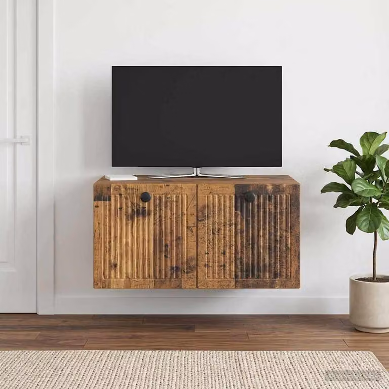 vidaXL Mobile Porta TV da Muro in Legno Marrone Antico, Design Moderno, L: 59,5 cm, P: 41 cm, H: 30 cm