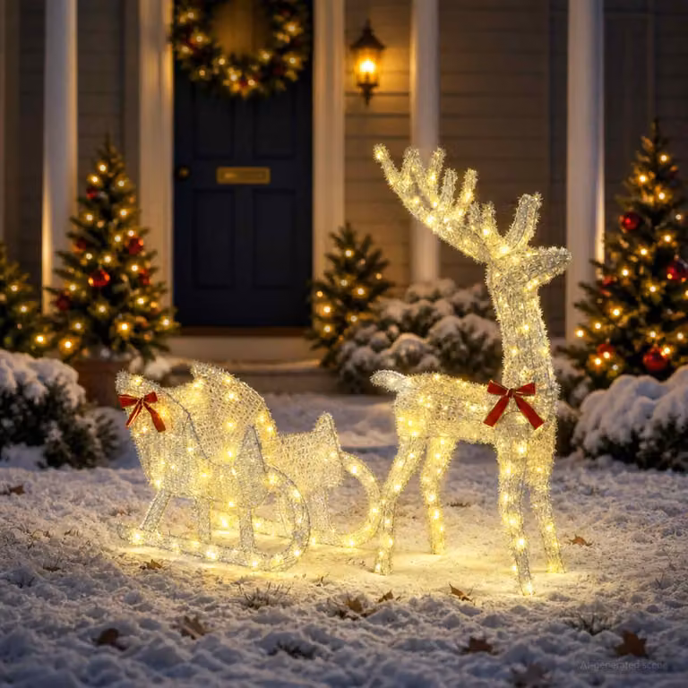 vidaXL Slitta trainata da renna LOVIISA 200 LED Bianco caldo