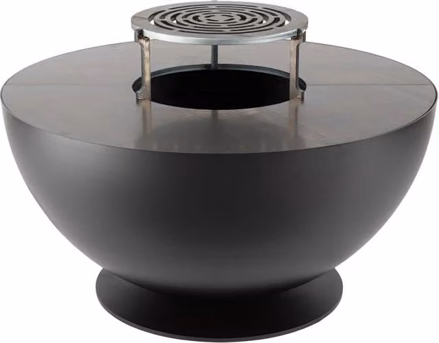 Barbecue a legna Giordanoshop Tulipano in acciaio nero con braciere, Ø 80 x H 42 cm – 1