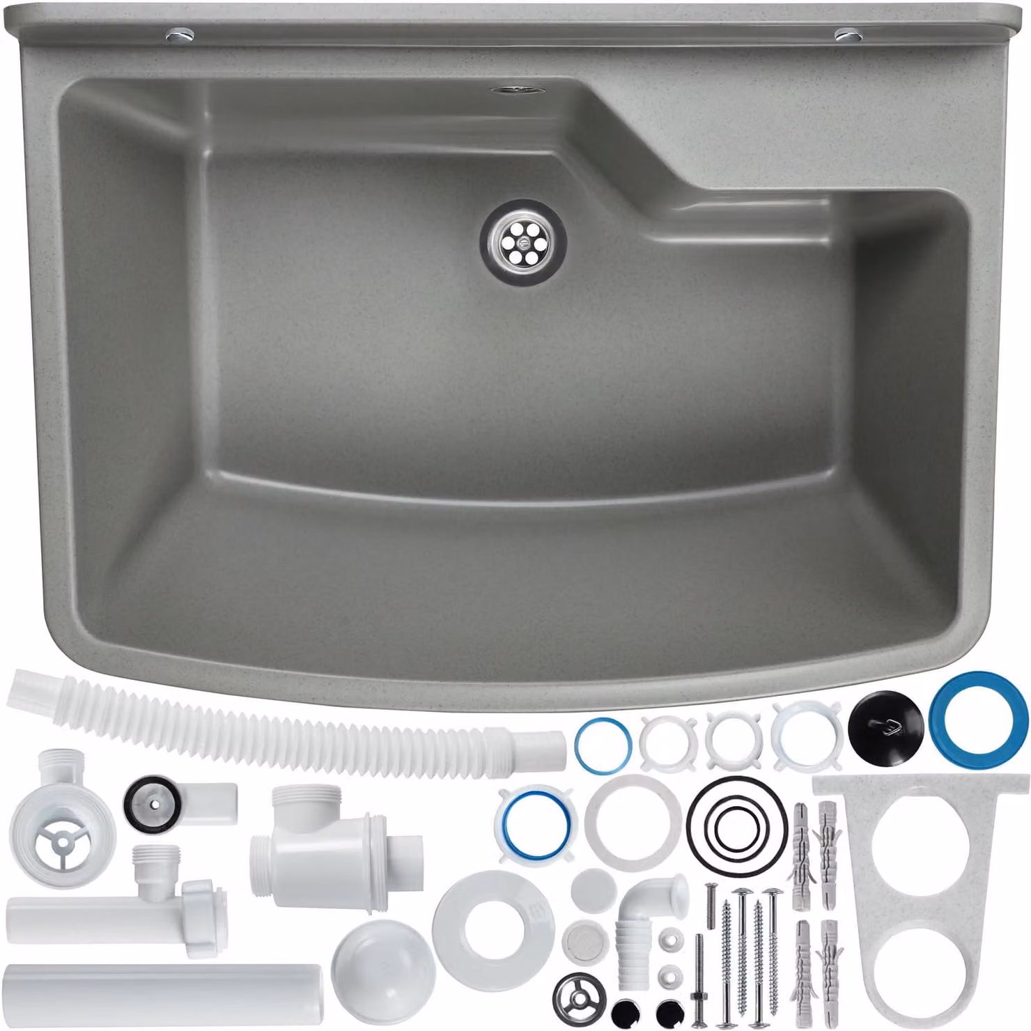 Lavello da cucina in plastica con troppofilo e sifone, 61 x 44 cm