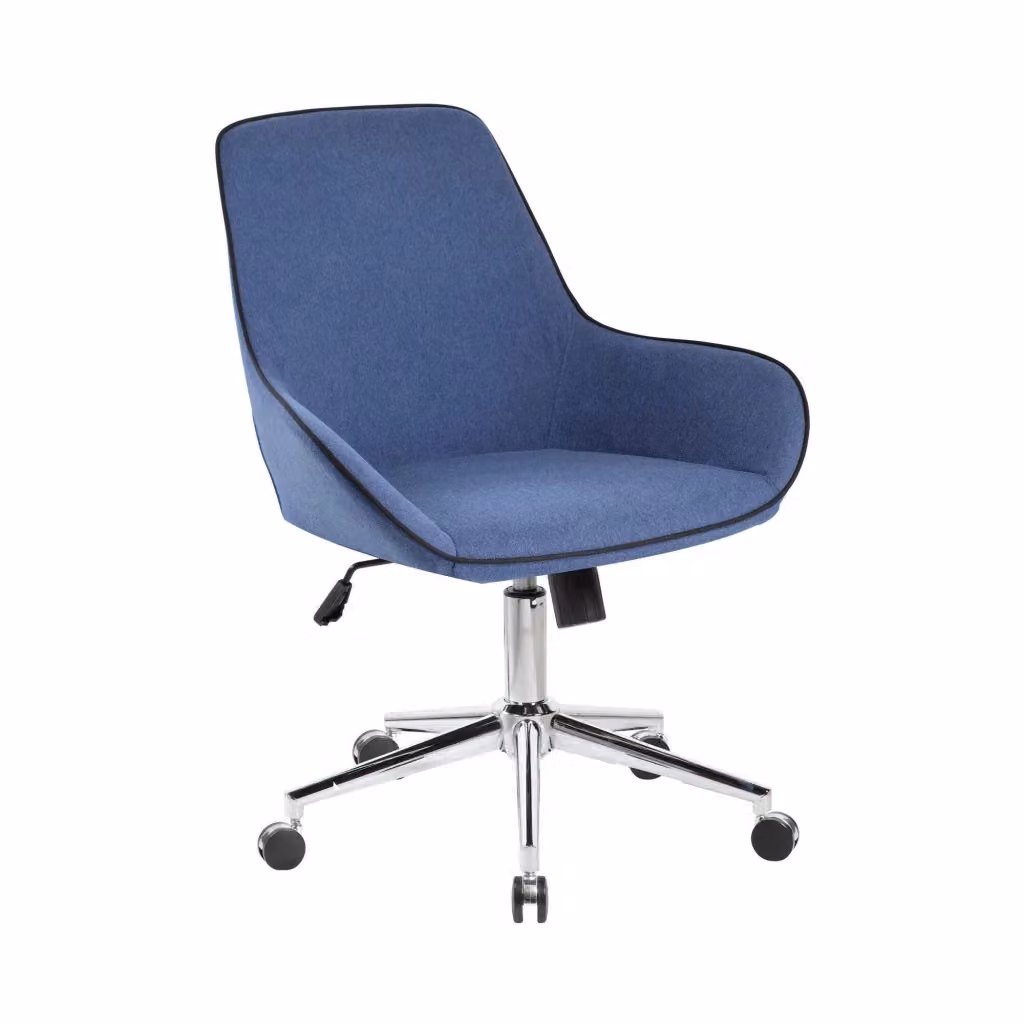 Sedia da ufficio DMORA Luminosa, poltrona operativa ergonomica con ruote e braccioli, Blu, L: 66 cm, P: 59 cm, H: 98 cm – 2