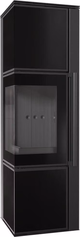 Stufa in acciaio KRATKI TORA/M 8 kW Ø 150 Pannello in vetro nero rivestimento nero