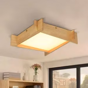 ZMH LED plafoniere soggiorno legno bianco caldo camera da letto quadrato 41cm 22W 3000K lampada da corridoio design moderno per cucina camera dei bambini ufficio