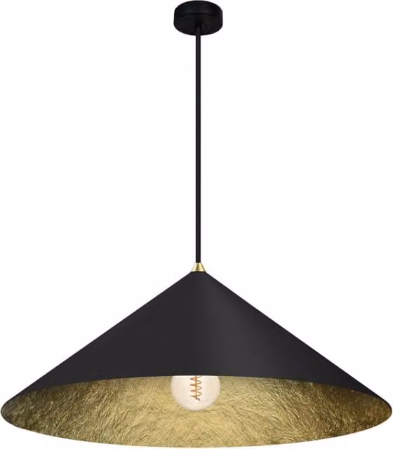 Lampada a sospensione Fuji Milagro in metallo nera e oro, forma rotonda, attacco E27, diametro: 50 cm – 1