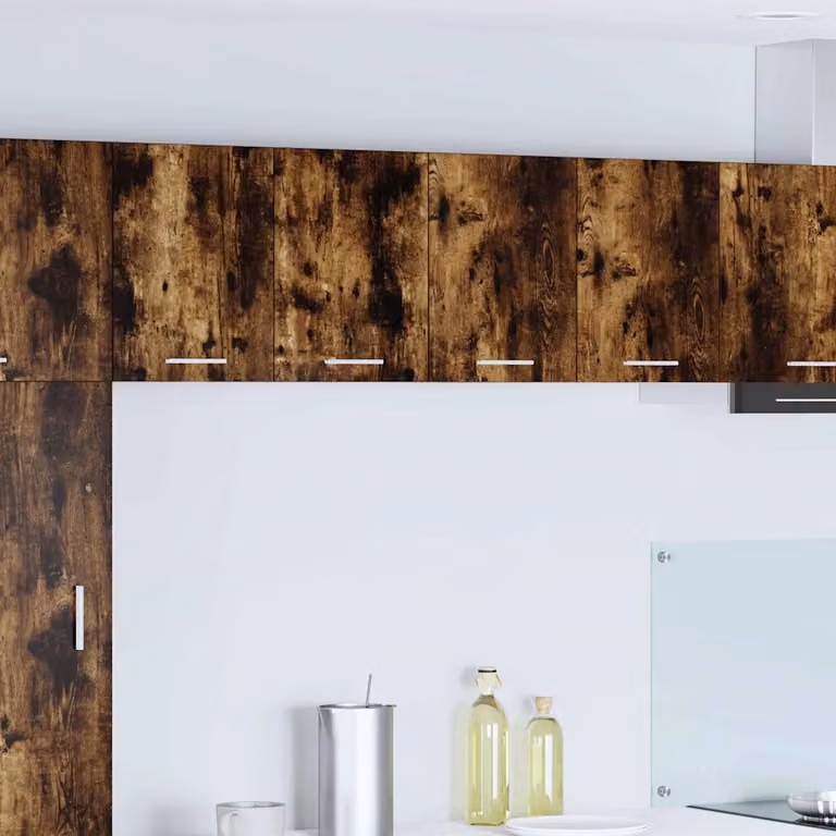 Set di 2 armadi pensili da cucina vidaXL moderni con ante a battente in MDF, colore rovere affumicato e bianco, L/P/H: 60,0 x 22,9 x 40,0 cm