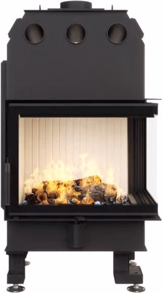 Caminetto ad angolo Outinfire Energy con apertura a destra, colore nero, potenza 14,5 kW, L: 65 cm, P: 50 cm, H: 47 cm – 1