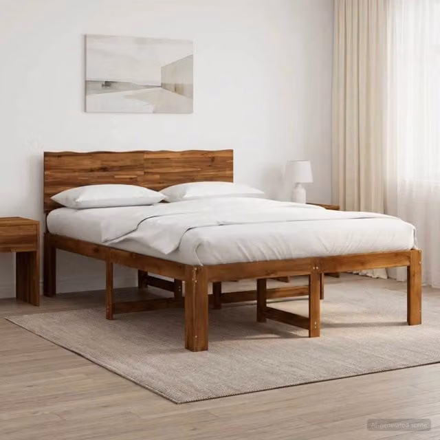Letto matrimoniale con testiera ROSTOCK vidaXL in legno di acacia naturale L/P/H: 200 x 120 x 91 cm