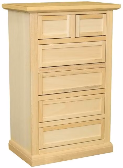 Cassettiera classica con 6 cassetti in legno di pino grezzo Mobili 2G L: 63 cm, P: 37 cm, H: 93 cm