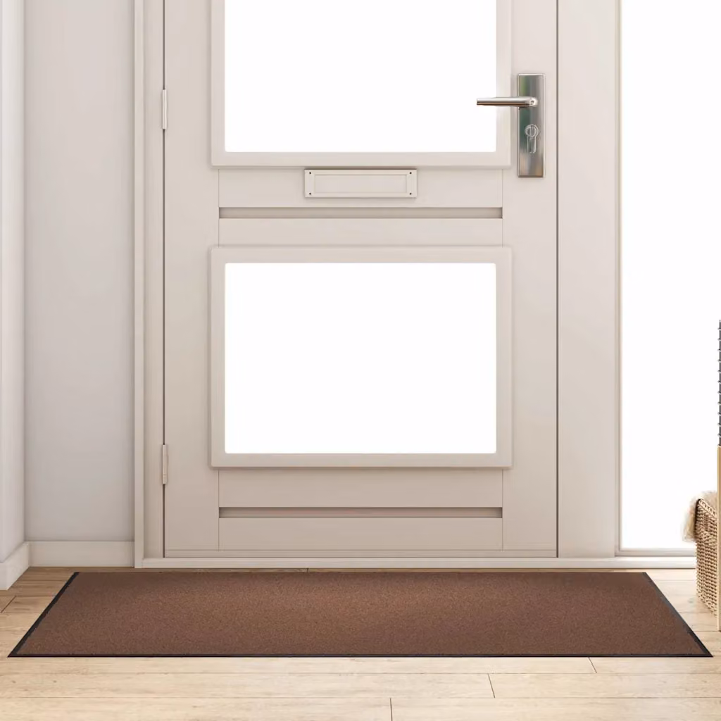 Tappetino moderno vidaXL rettangolare marrone e nero in 100% poliammide L 90 cm x P 150 cm