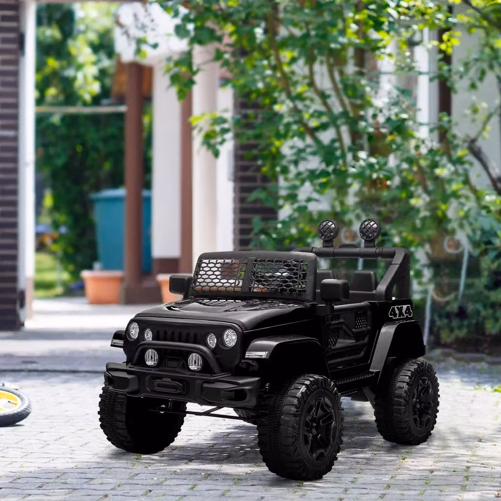 Macchina elettrica da cavalcata per bambini 12V con telecomando e guida manuale, colore nero – 2