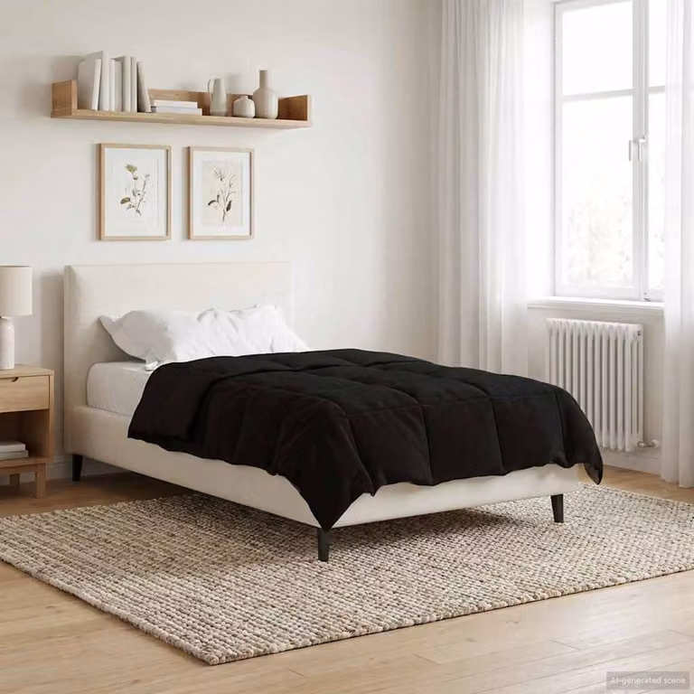 Piumone Completo Annuale 4 Stagioni vidaXL in Microfibra Reversibile e Traspirante, Nero, L 135 x P 200 cm