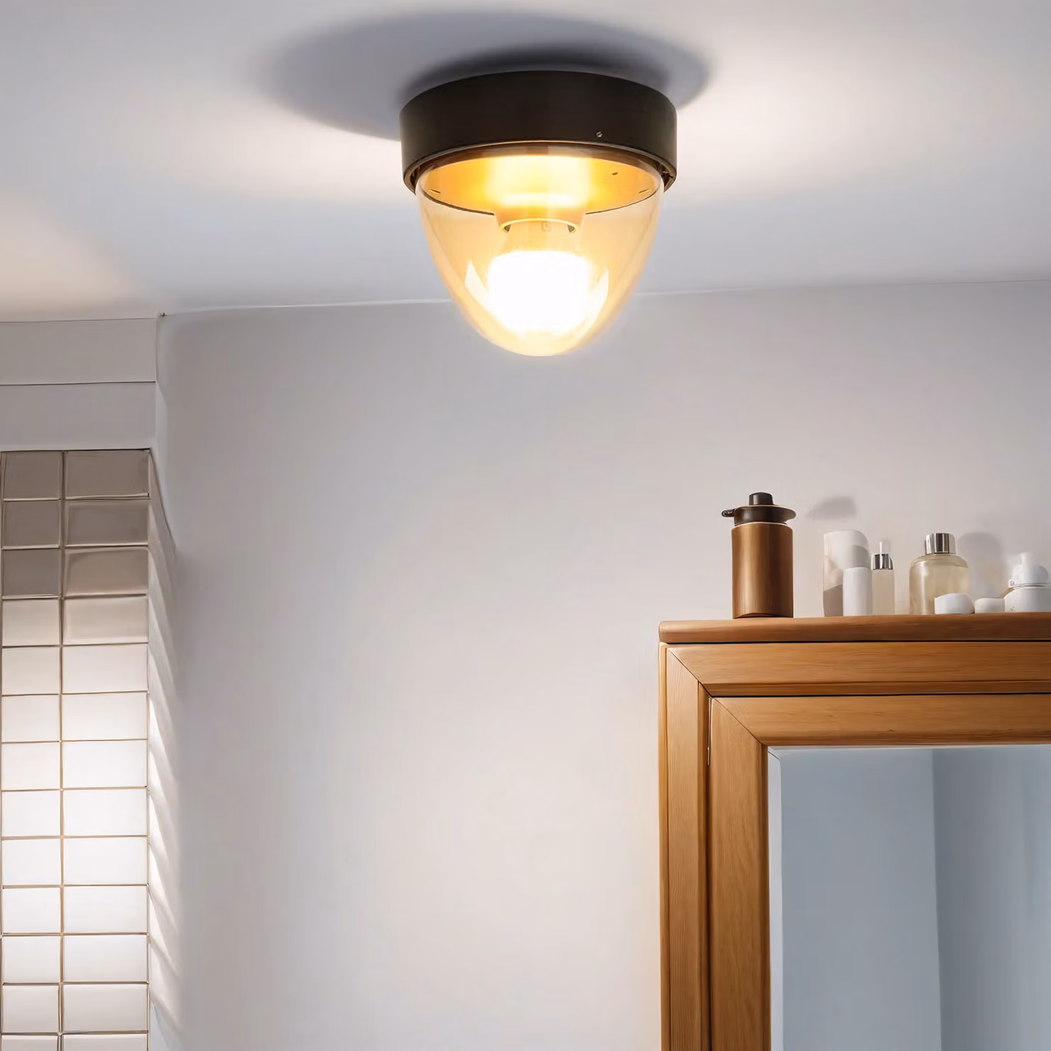Plafoniera piccola oro nero Ø18cm rotonda IP44 E27 plafoniera bagno scala MAIRA