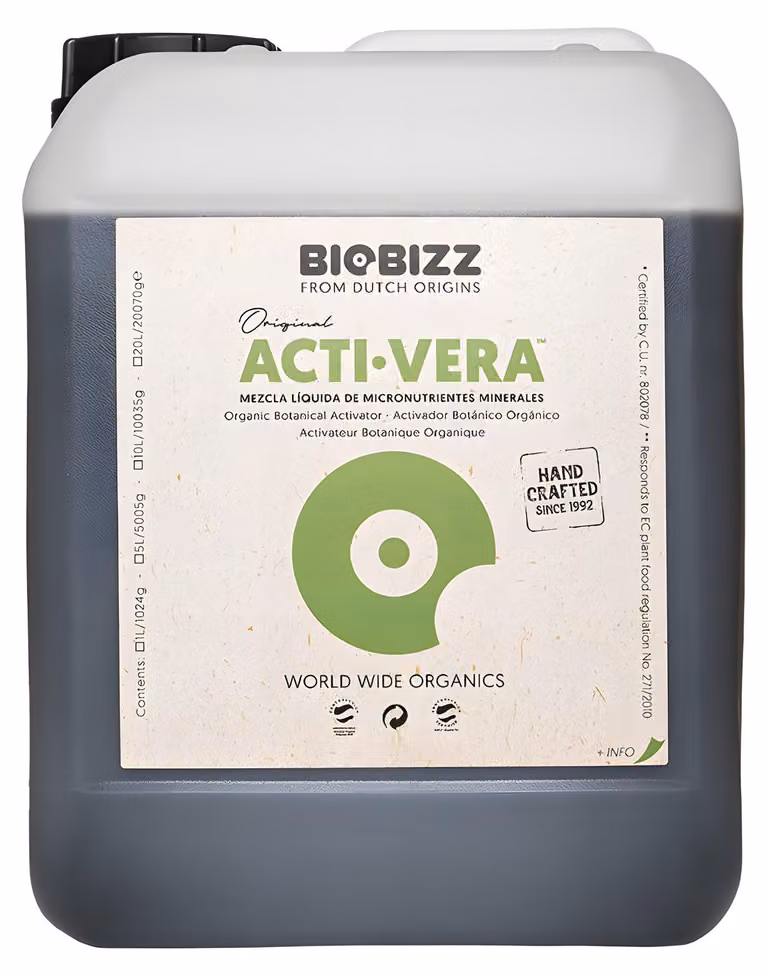 BioBizz Acti-Vera 5L Booster per il sistema immunitario e la crescita in coltivazioni su terreno/coco