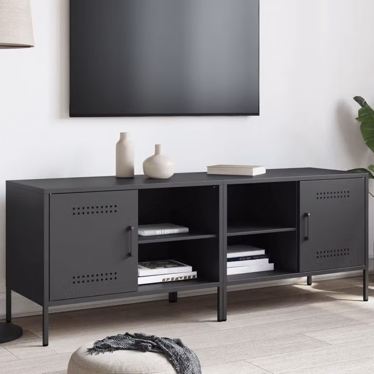 Set di 2 mobili TV vidaXL in metallo nero stile industrial L: 68 cm, P: 39 cm, H: 50,5 cm
