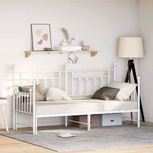 Struttura per letto di giorno con giroletto in acciaio bianco design moderno L 200 x L 80 cm